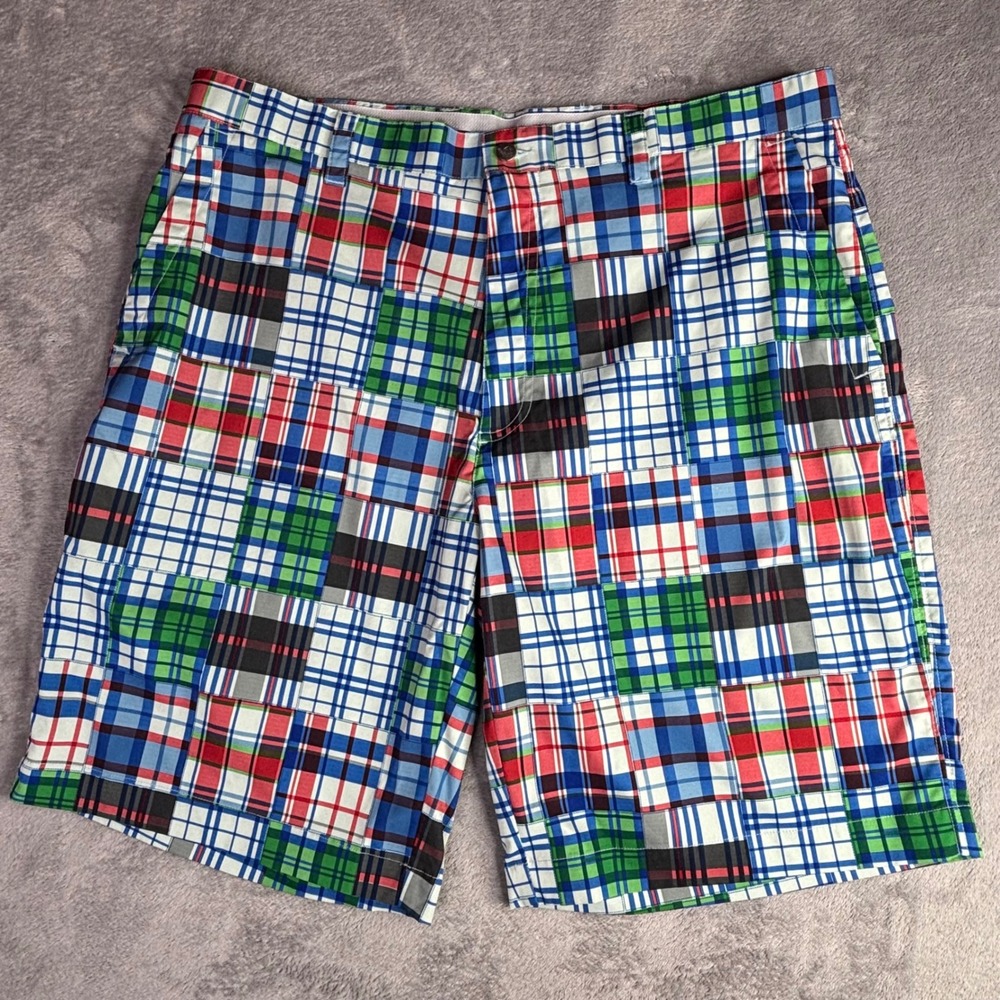 Callaway Golf Shorts Mens 38 Multicolor Patchwork Plaid Performance Flat Front